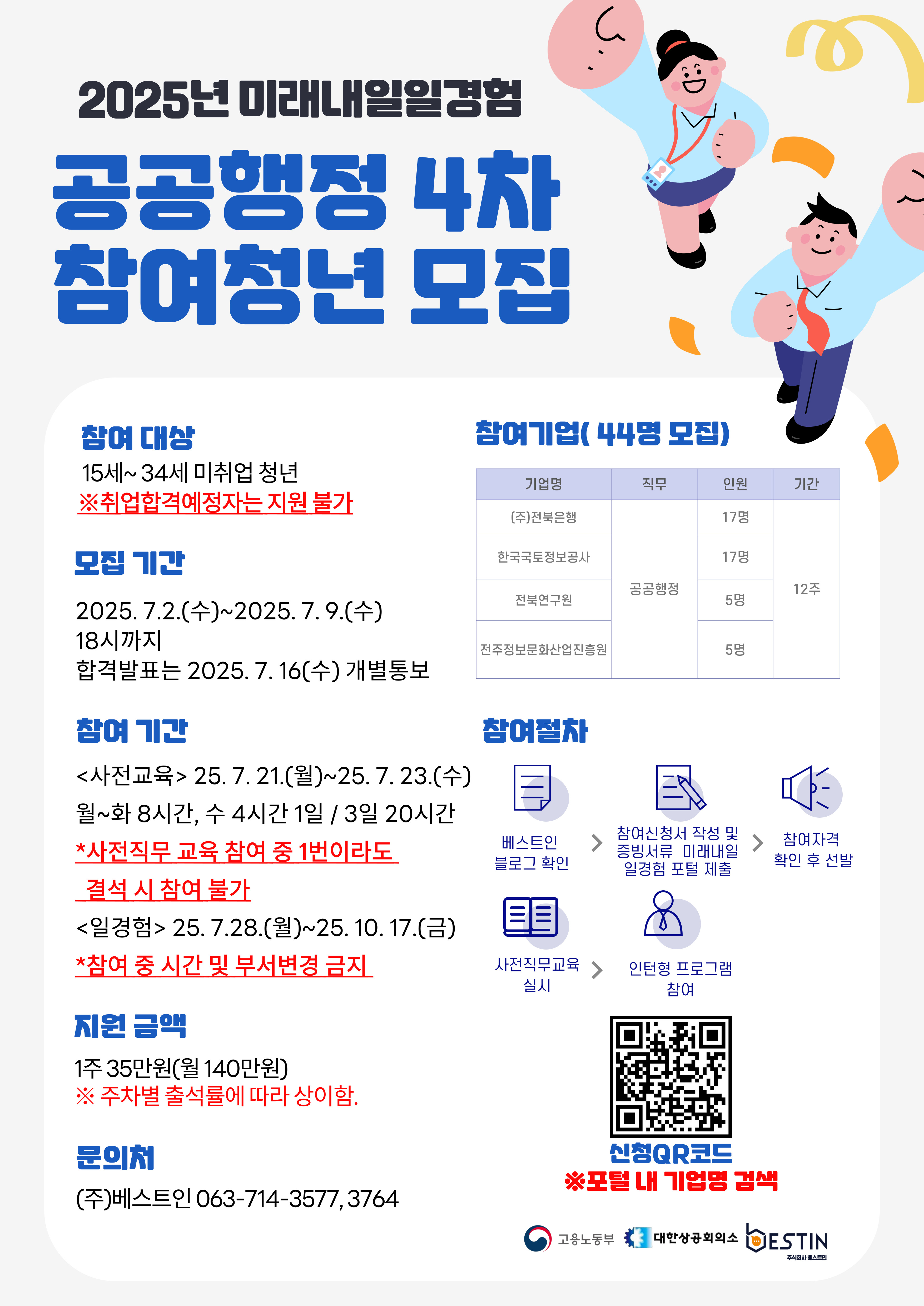 [2025년 미래내일일경험] 공공행정 4차 참여청년 모집